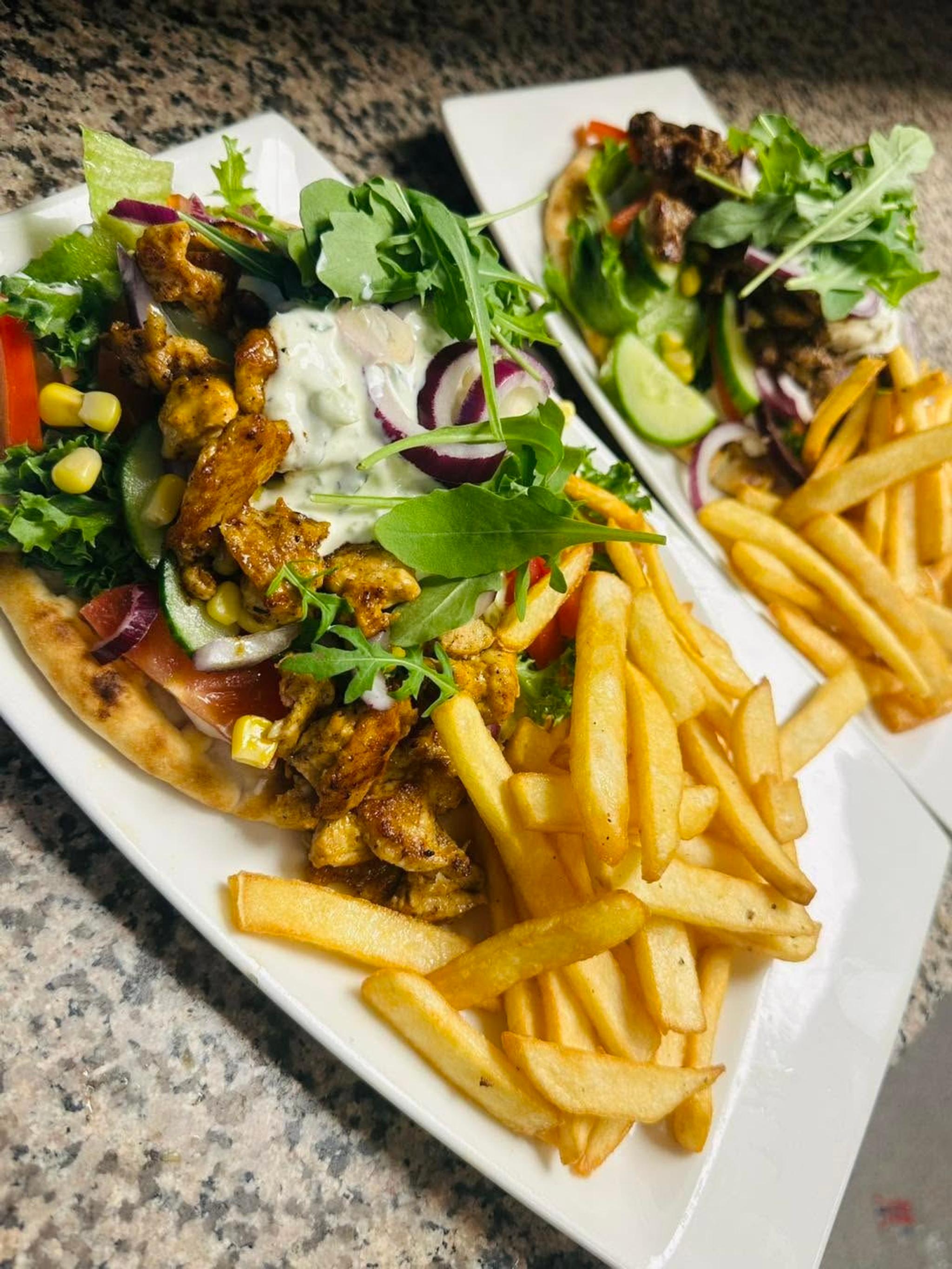 Gyros with pommes frites at Alperosa