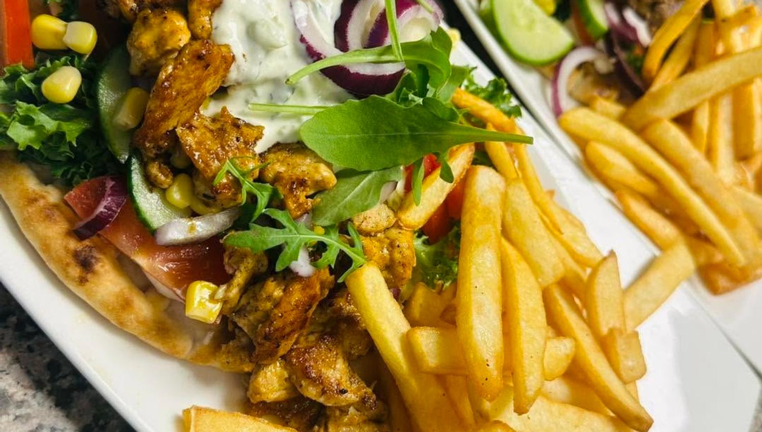 Gyros with pommes frites at Alperosa