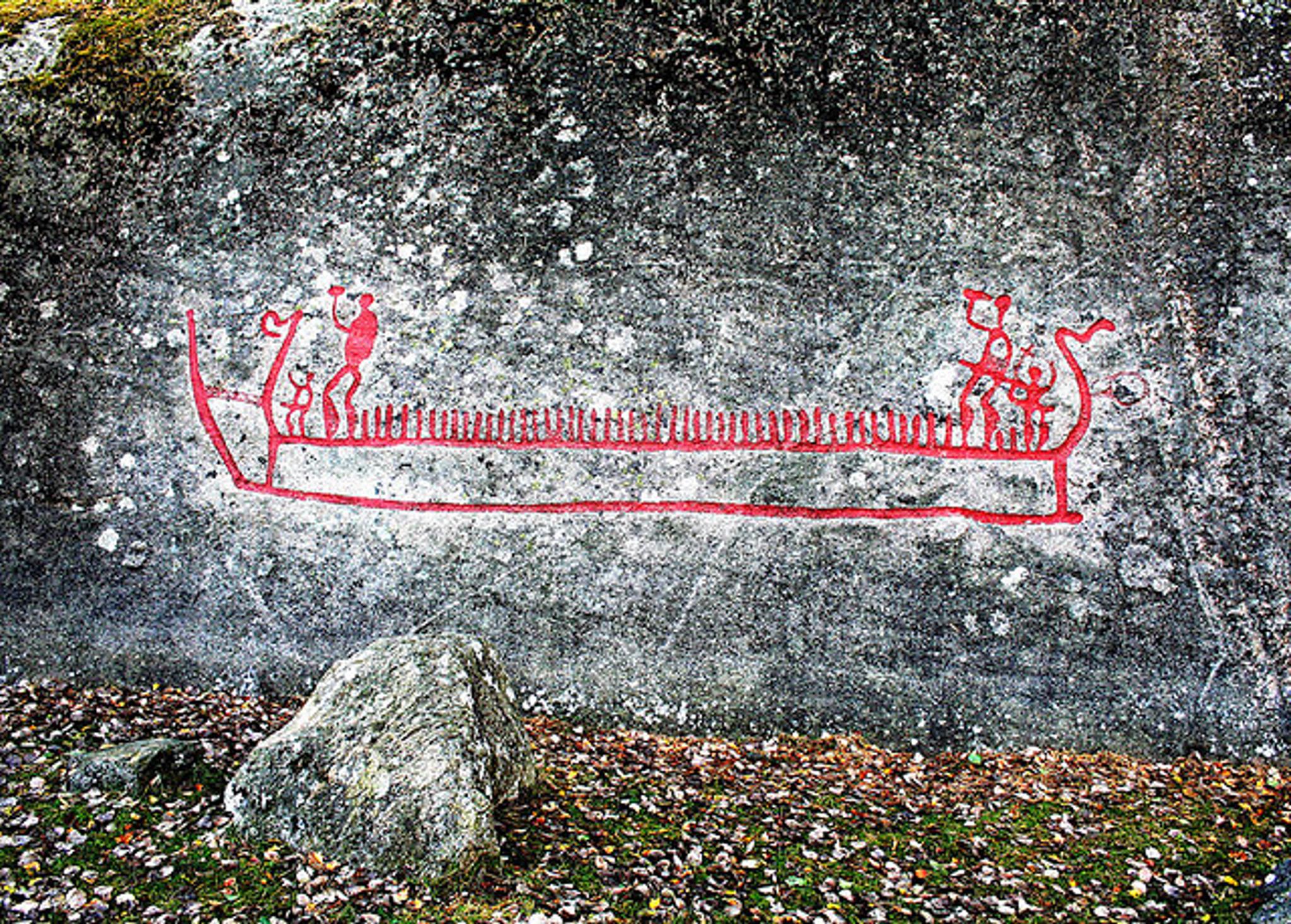 A rock carving - a ship