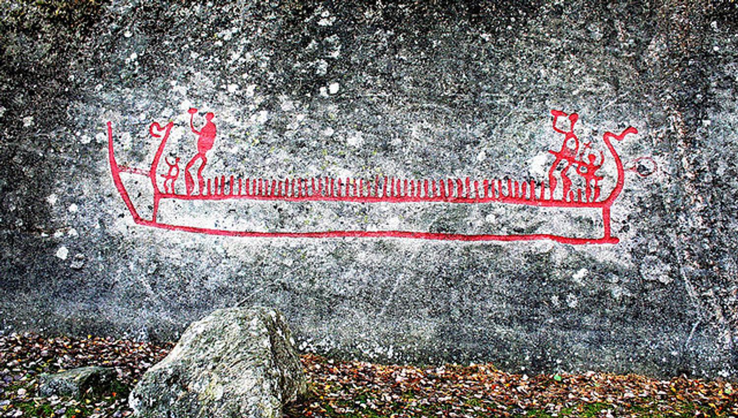 A rock carving - a ship