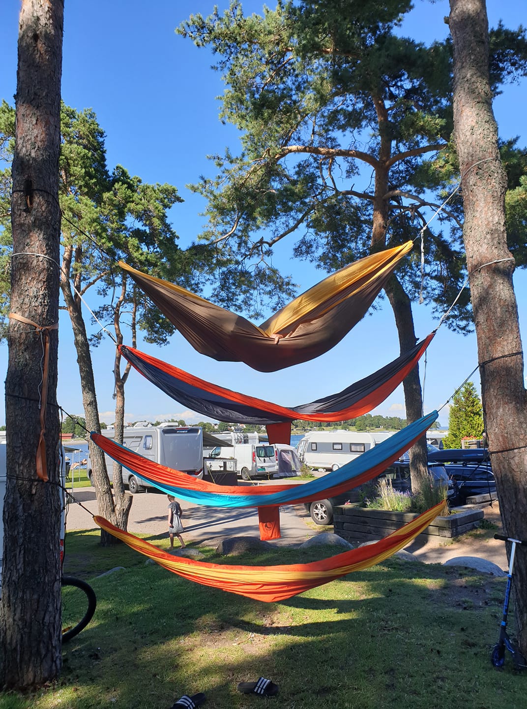 Hammocks between the trees at Furustrand