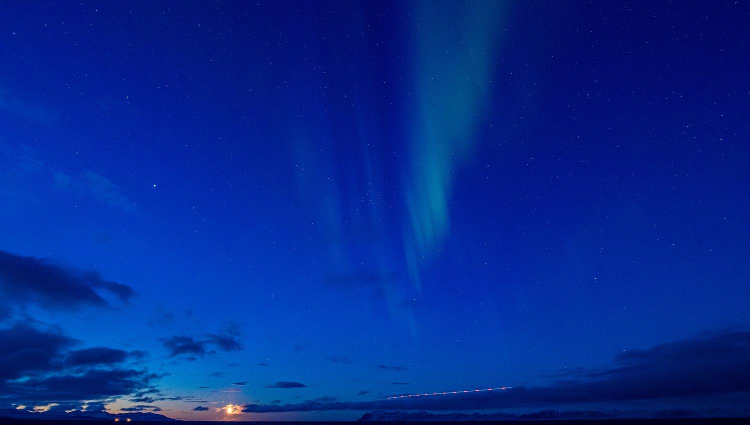 Northern Lights in a dark blue sky