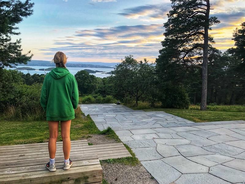 A woman enjoys the view from Ekebergparken