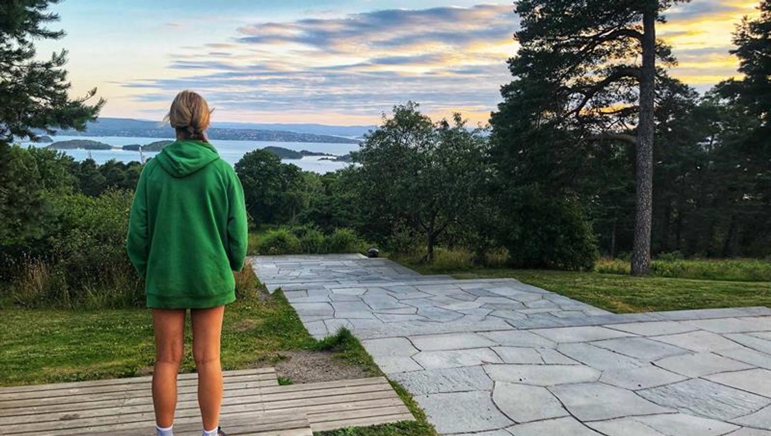 A woman enjoys the view from Ekebergparken