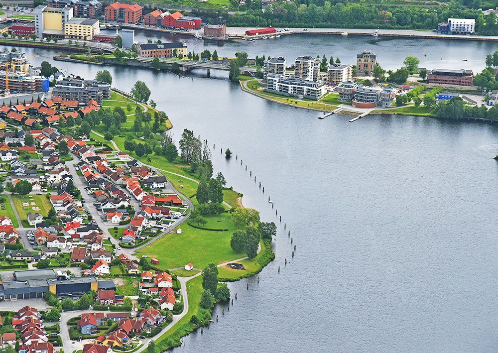 dronebilde av Bakkestranda i Skien