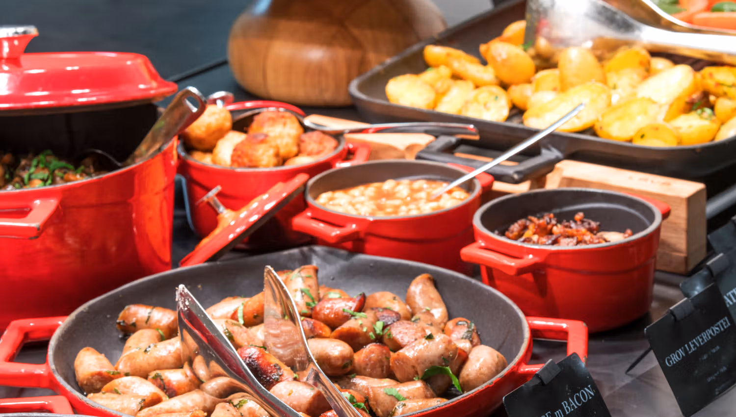 Warm food at the breakfast buffet