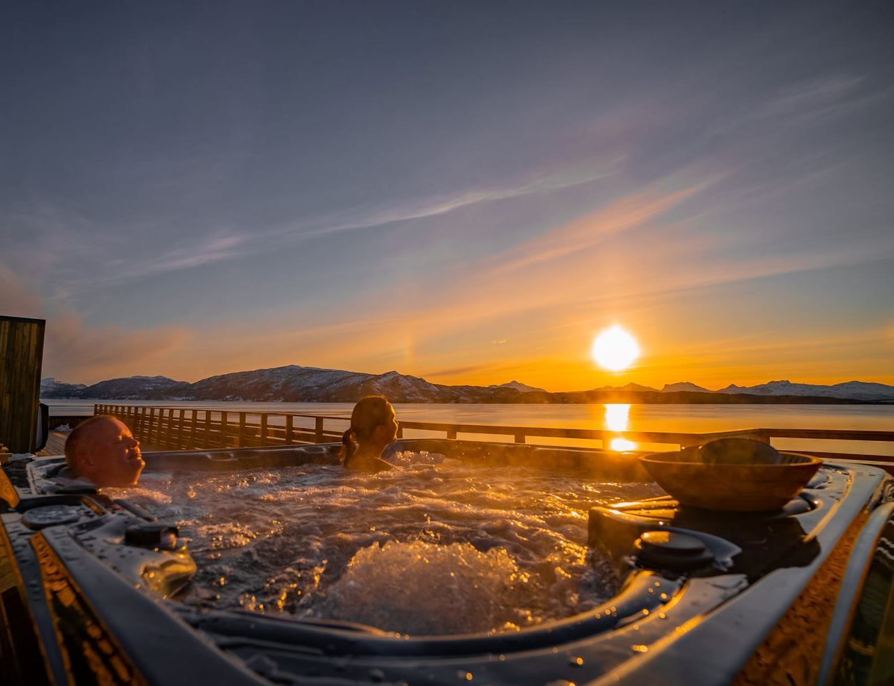 Guests sitting in jacuzzi