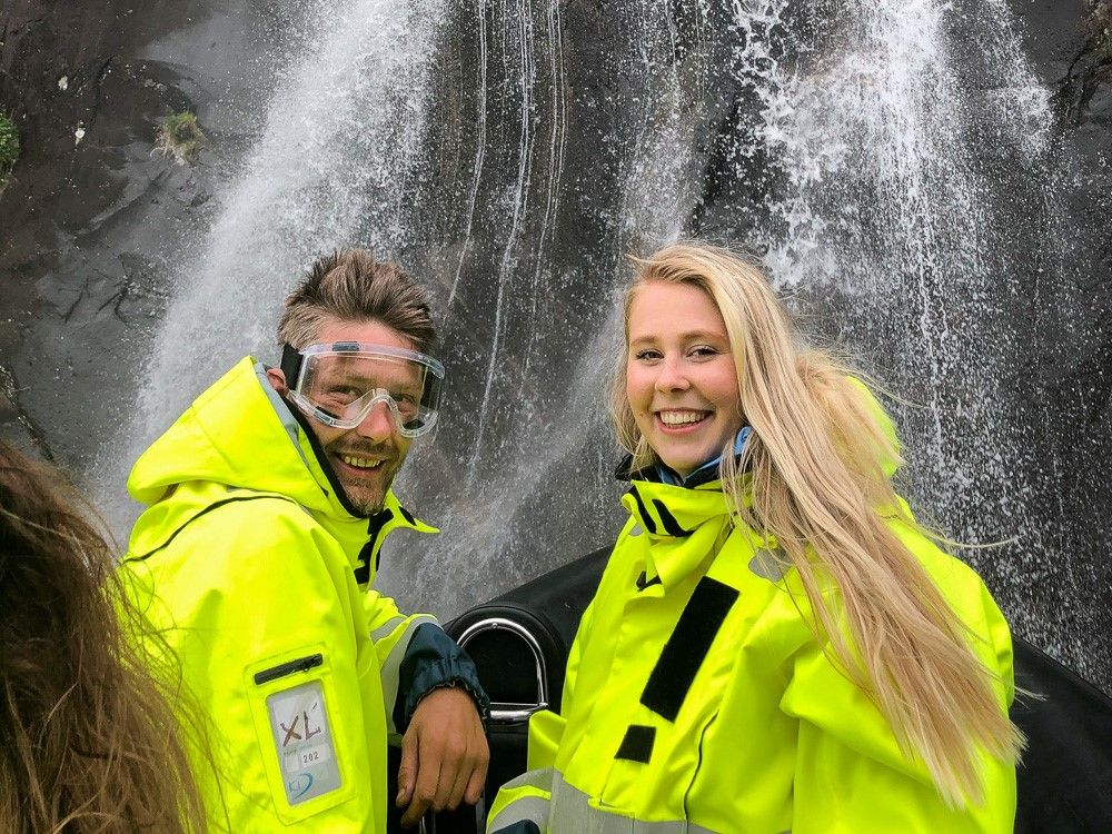 Waterfall fjord cruise in Rib boat