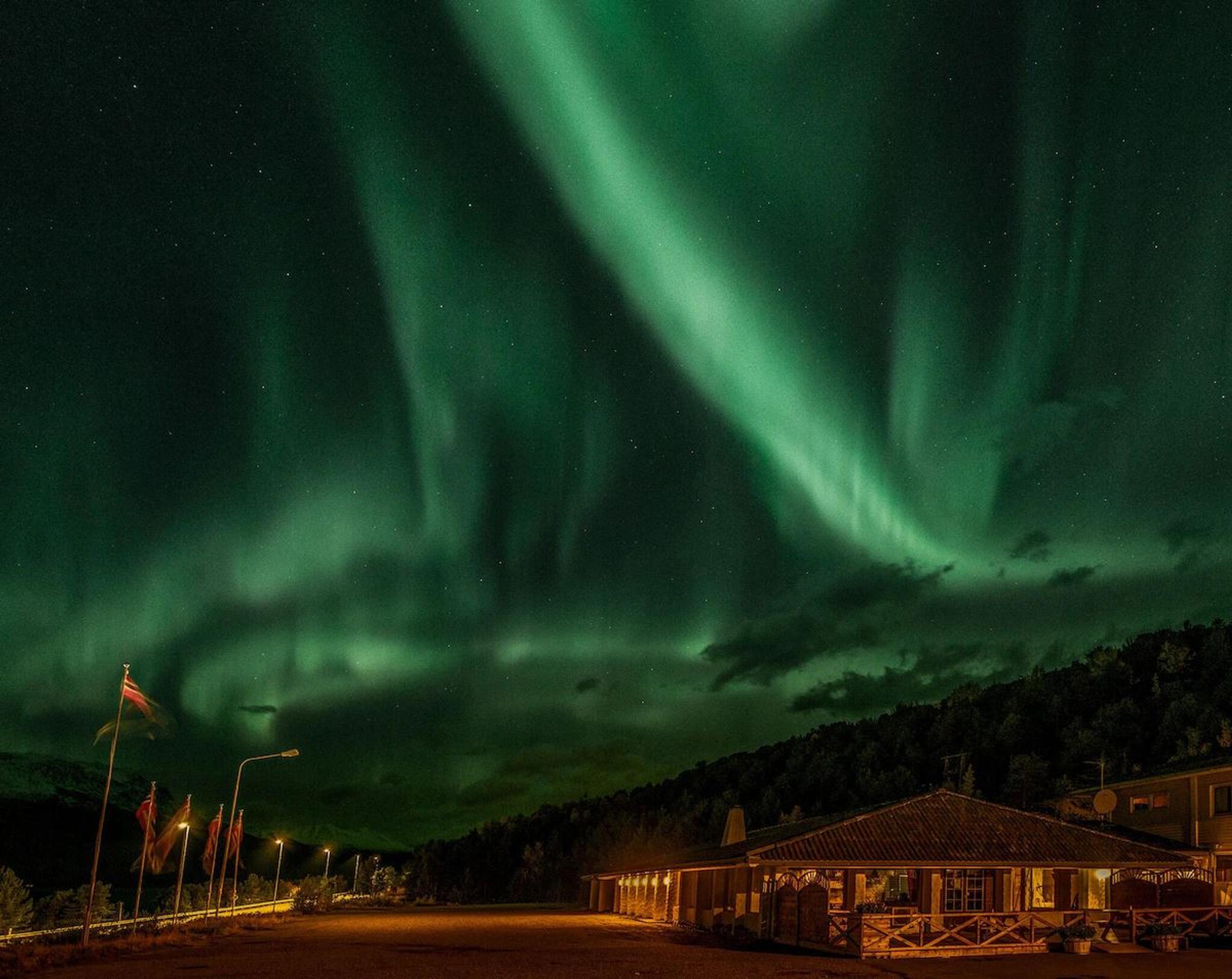Northern Lights above the hotel