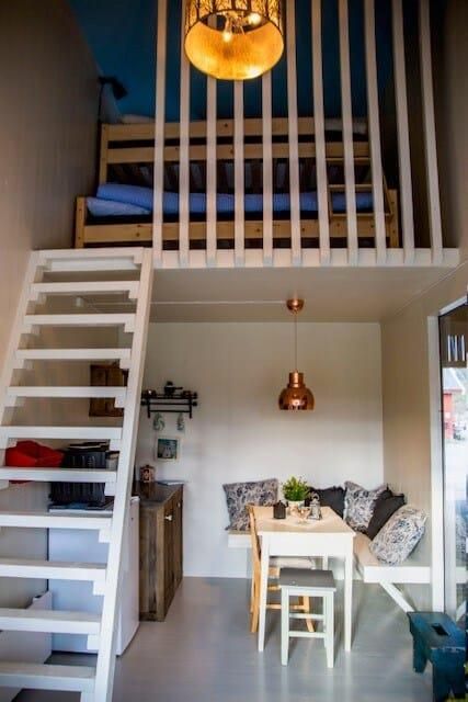 Interior of the Compact Living modules inside the Cabin Barn at Furuholmen. Photo.