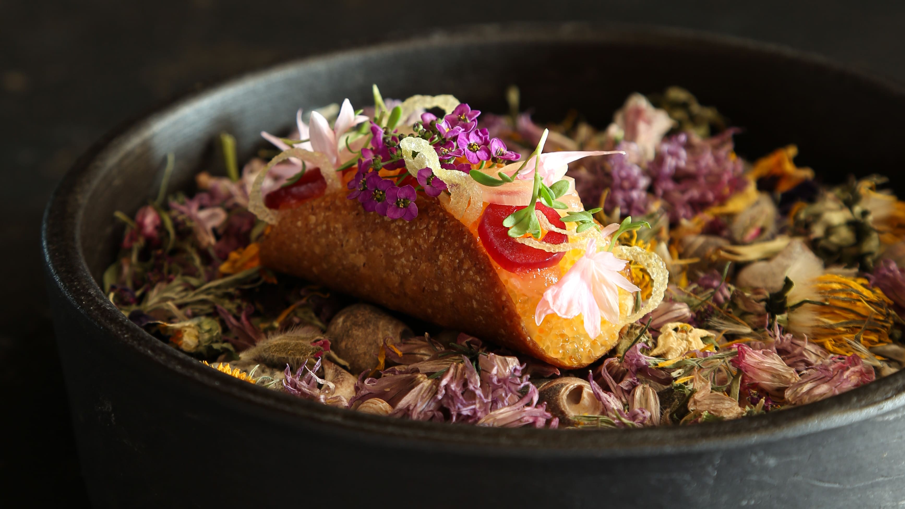 Herring and potatoes served with vendace roe