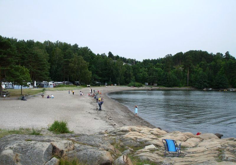 Strand på Langeby Camping
