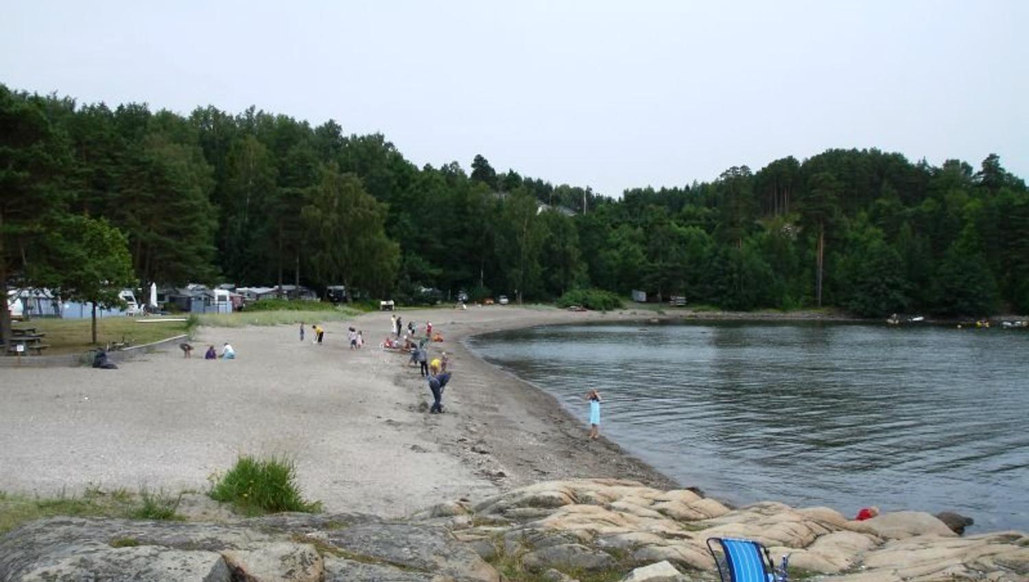 Strand på Langeby Camping