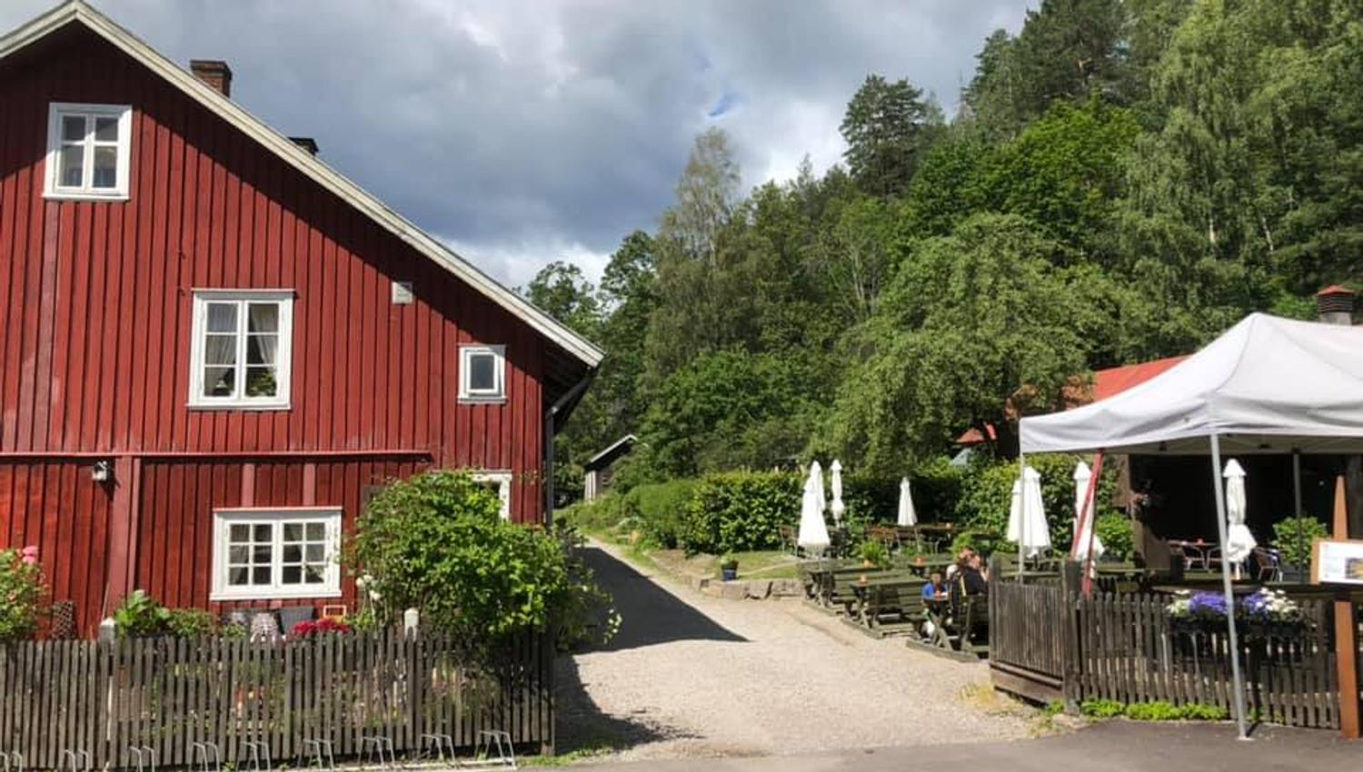 Facade of red tavern