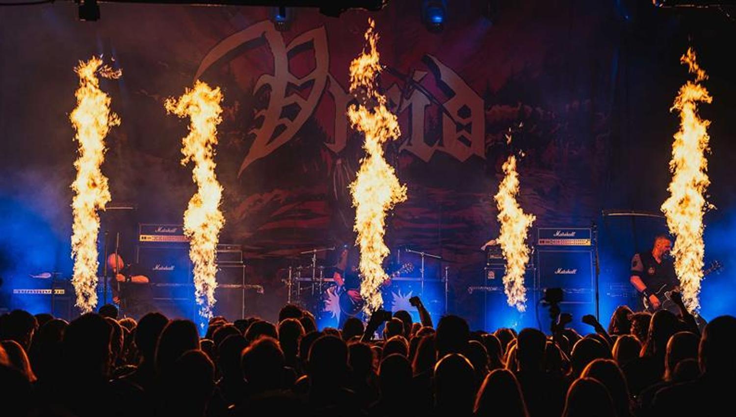 Concert with flames on stage