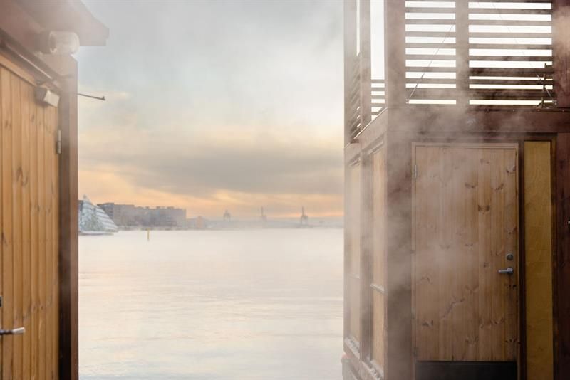 Two saunas with the Oslo Fjord in the background