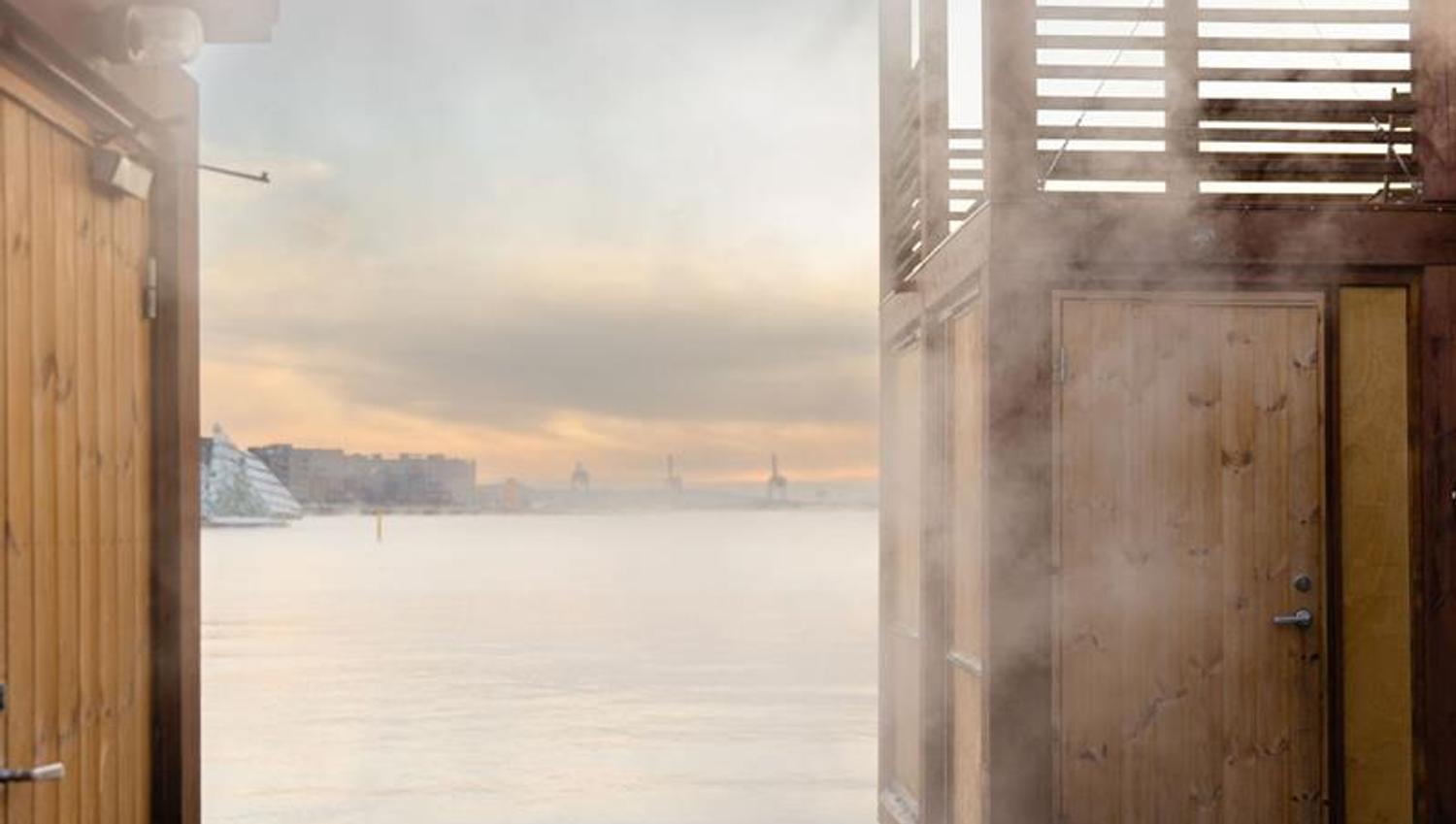 Two saunas with the Oslo Fjord in the background