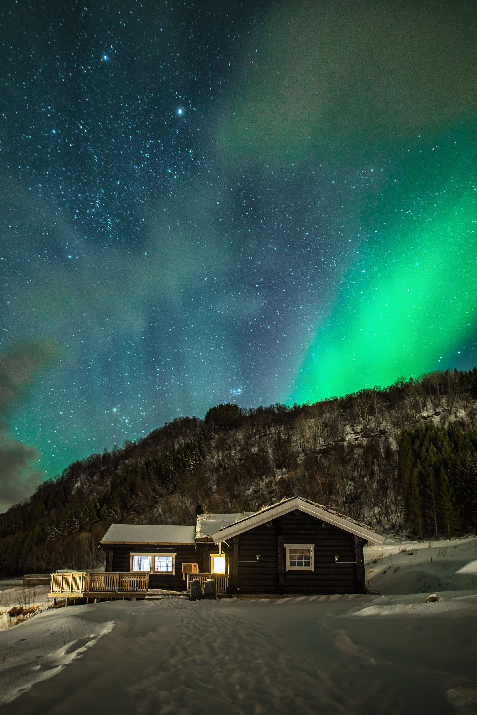 Northern Lights above a house
