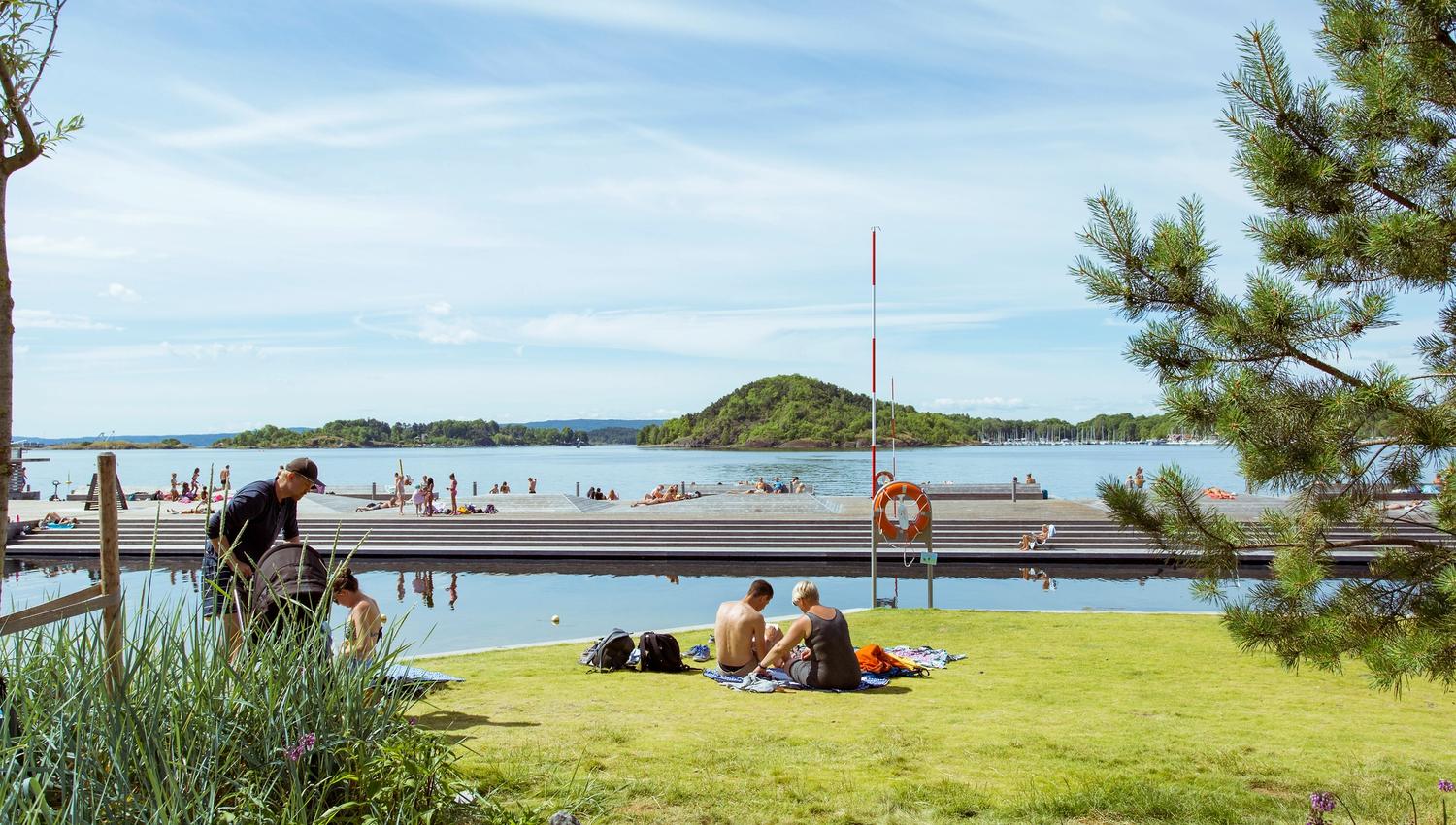lawn by the seawater pool