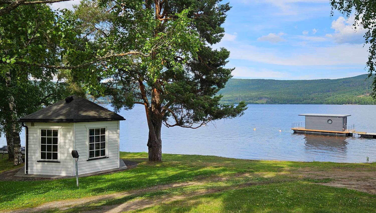 floating sauna on a lake