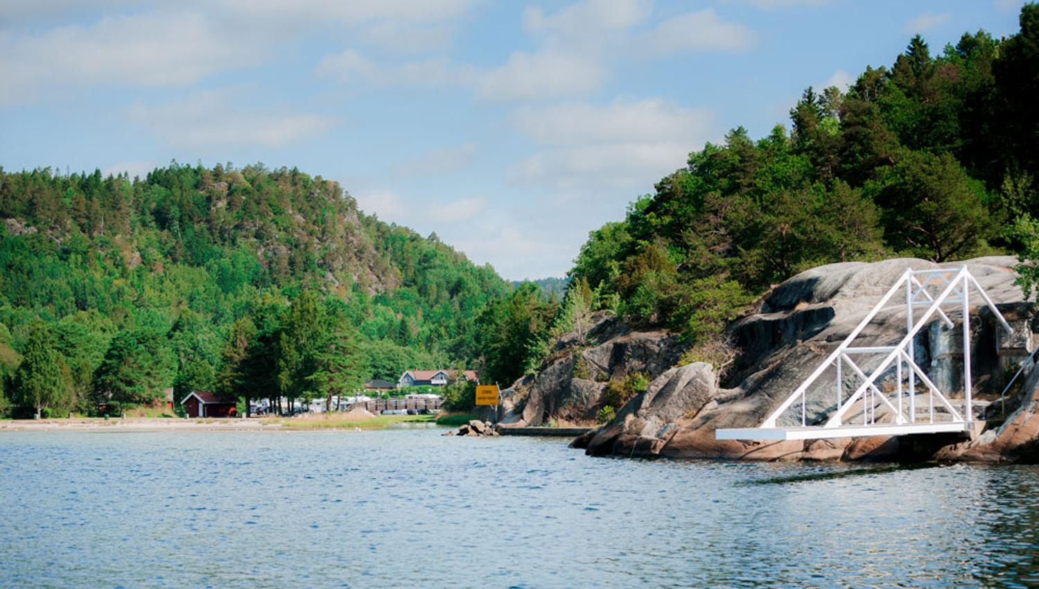 Olavsberget Camping i Porsgrunn med stupetårnet