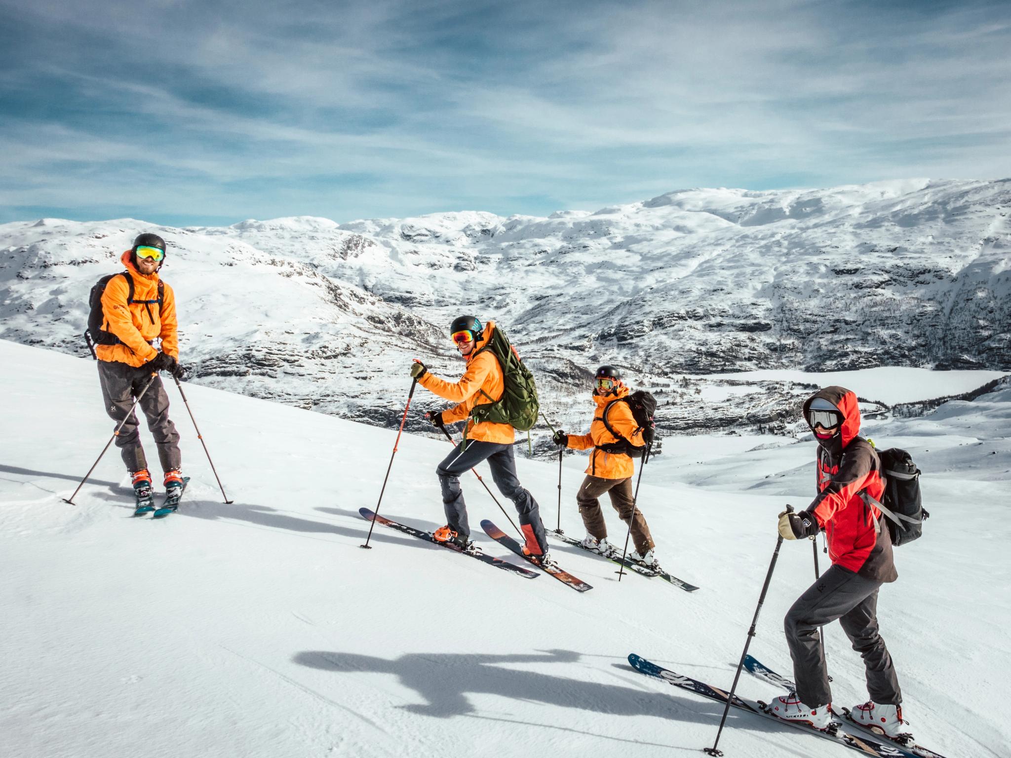 Group stopping for a group photo whilst freeriding 
