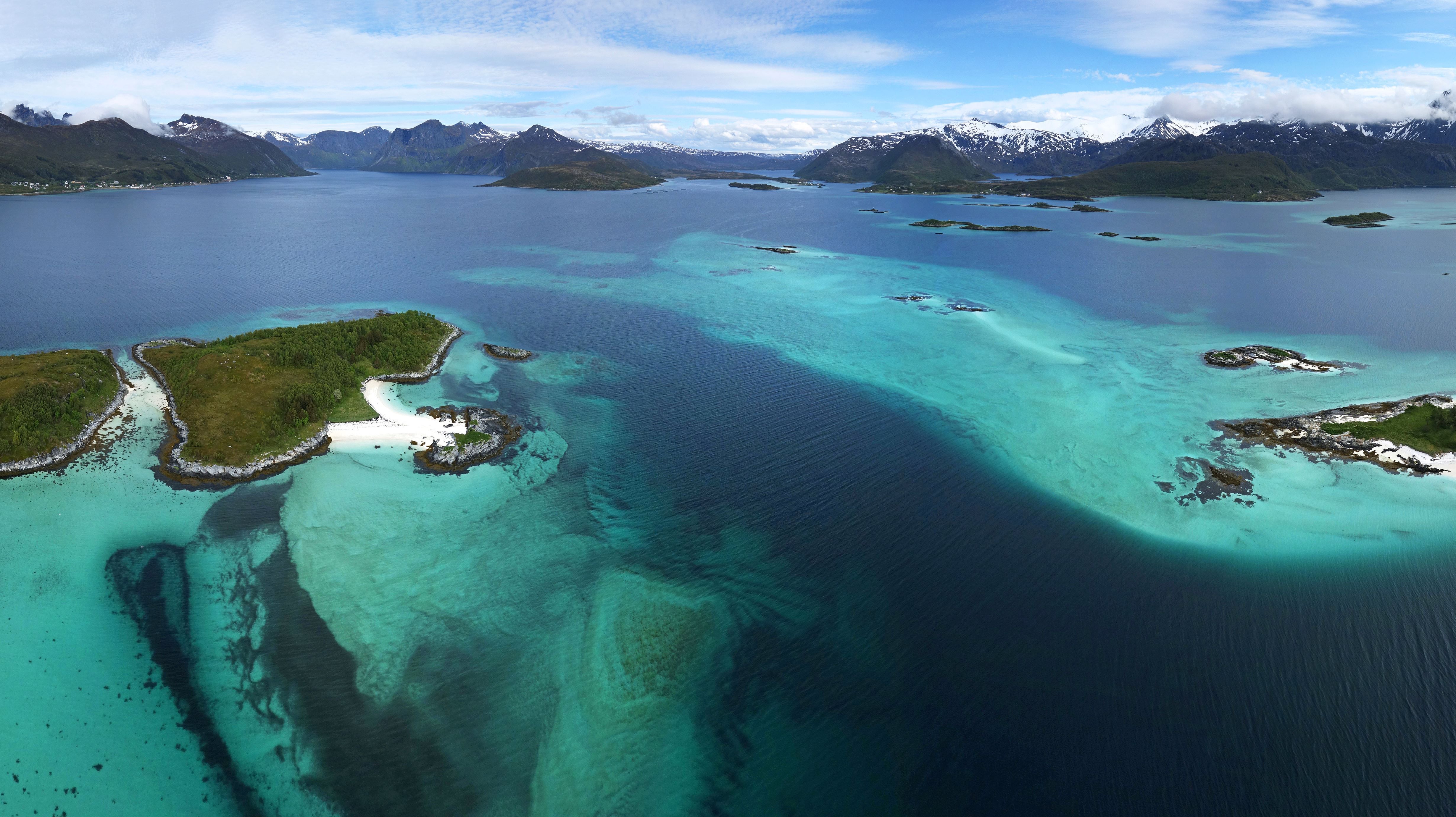 Drone photo of the sea and surrounding nature