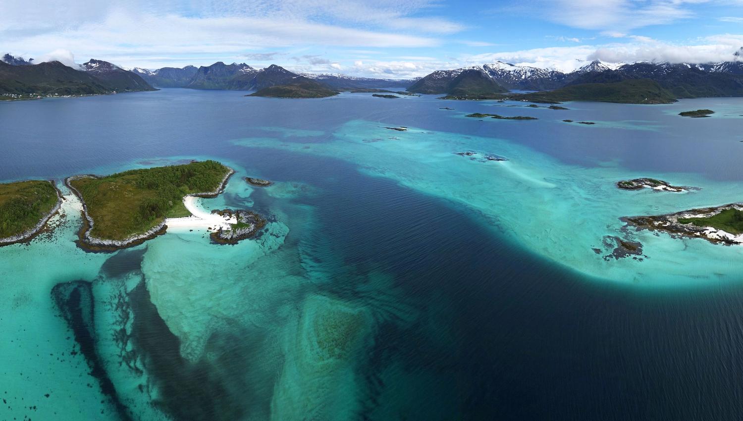 Drone photo of the sea and surrounding nature