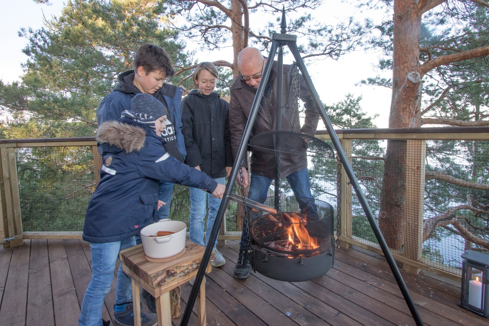 Family by the campfire