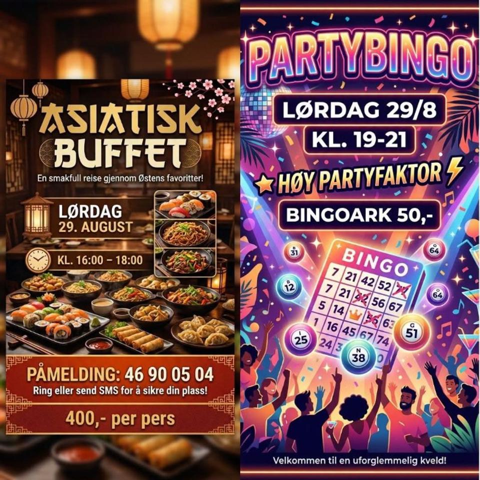 Asian buffet and party bingo at Matrosen