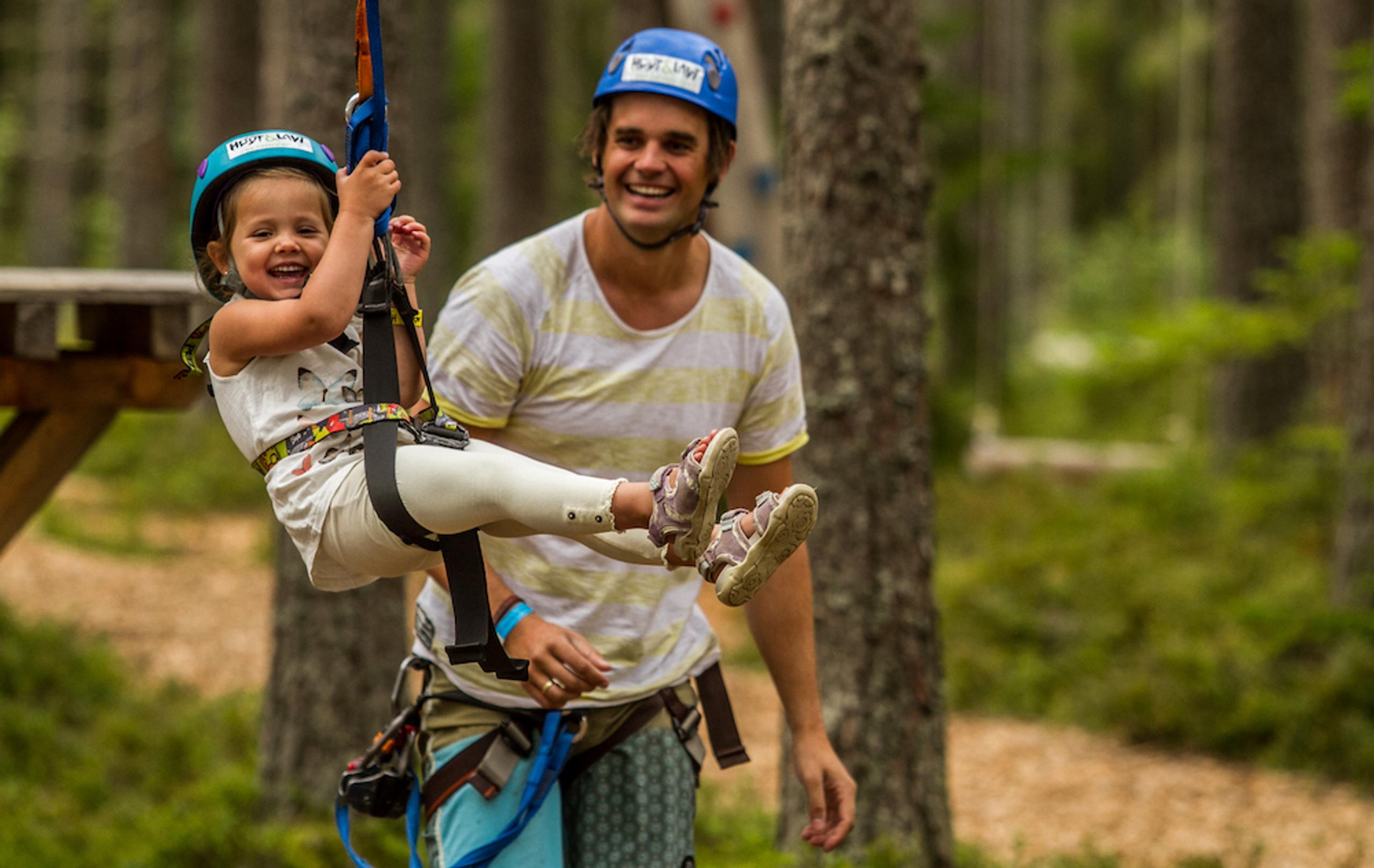 father and daughter have fun at High and Low in Bø in Telemark 