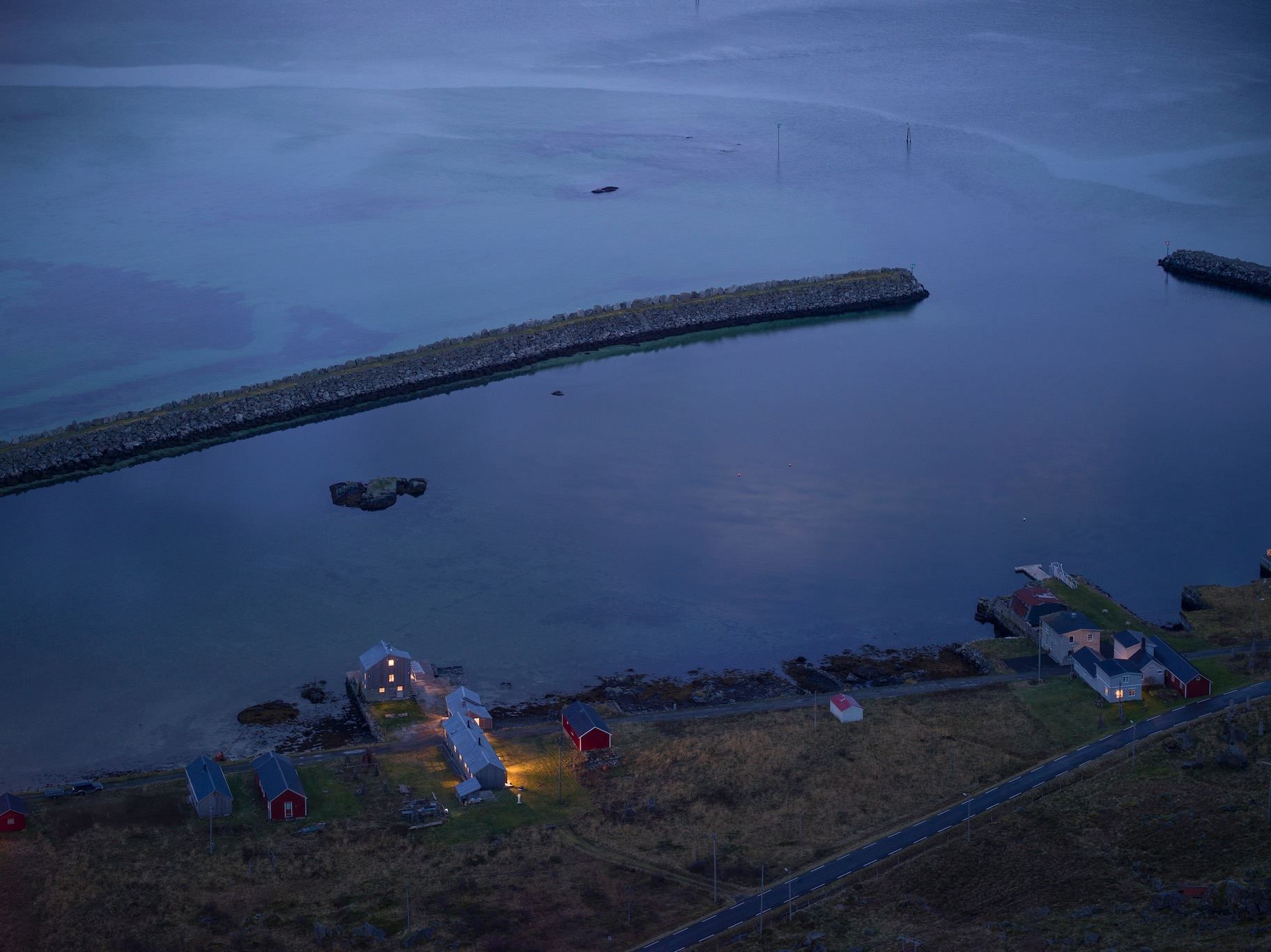 Villa Lofoten Harbour at Night