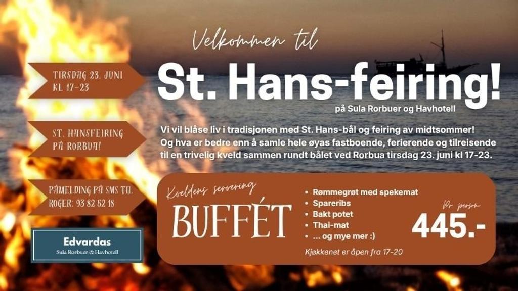 St. Hans celebration around the bonfire at Sula Rorbuer and Havhotell!