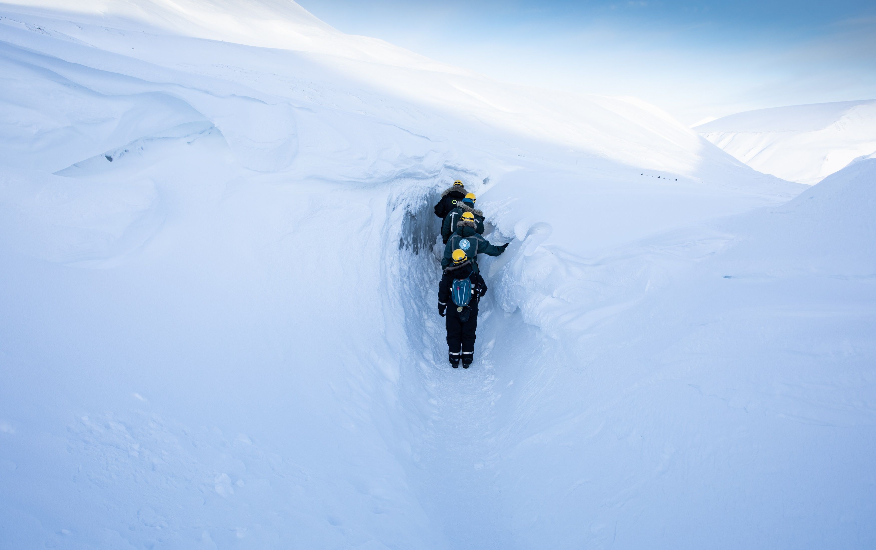 Persons entering the ice cave