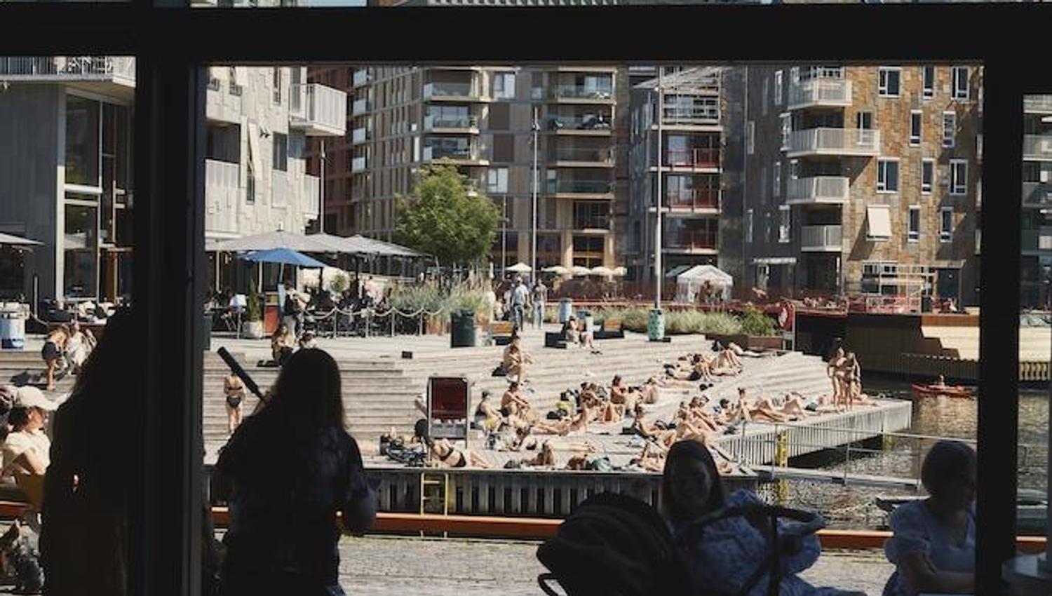 Utsikt fra kaféen mot Munch Brygge