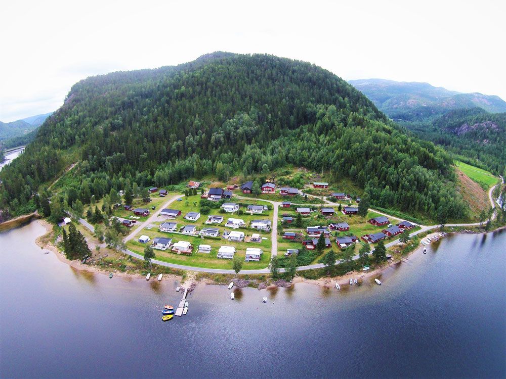 drone image of Øyne Camping in Fyresdal