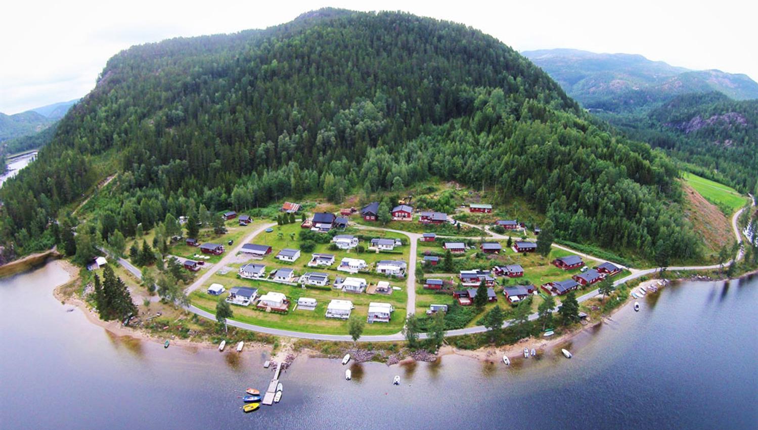 drone image of Øyne Camping in Fyresdal