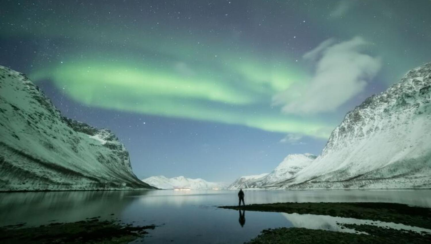 Fjord, mountains and northern lights