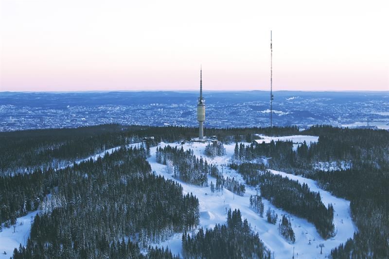 oslo winter park from a bird's eye view
