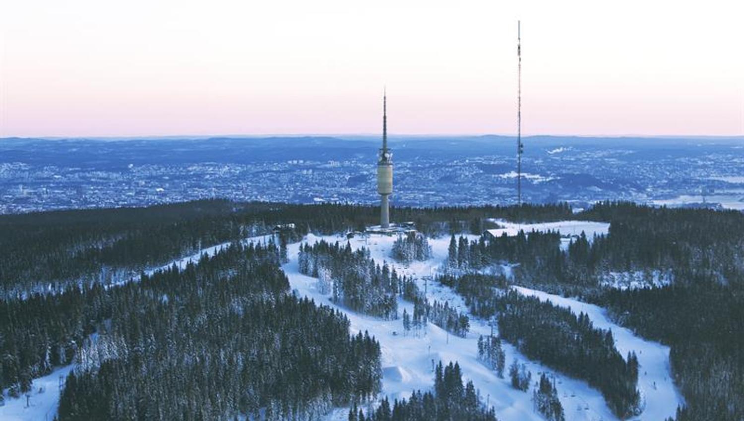 oslo winter park from a bird's eye view