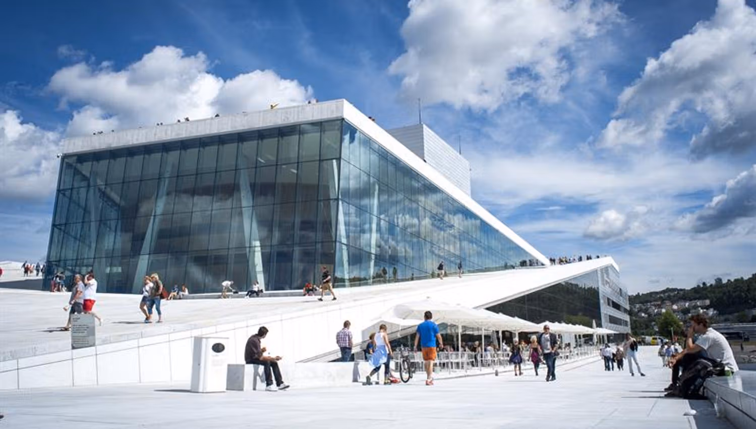 The opera building in Oslo. The outdoor area in the summer. Photo.