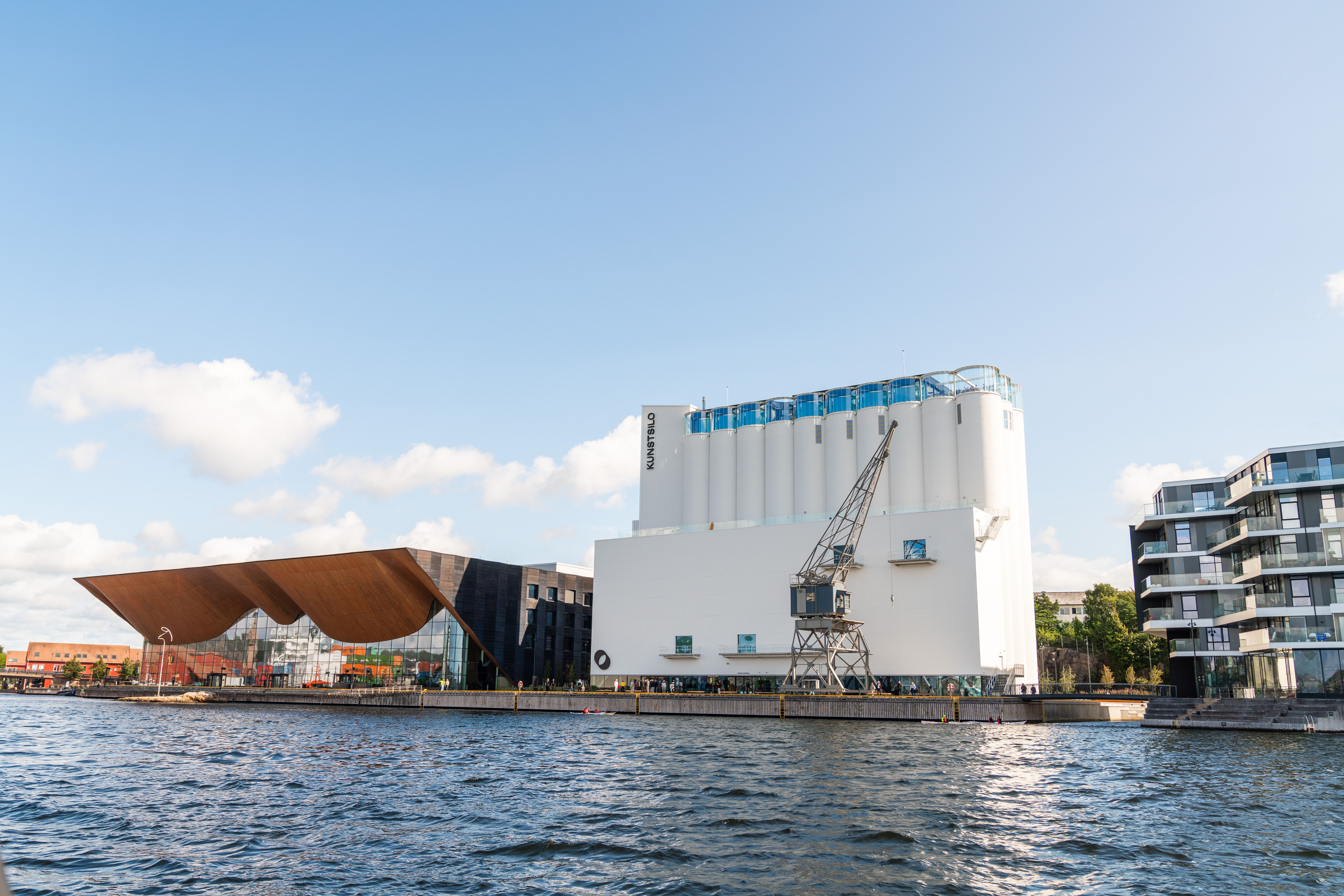 Kunstsilo and Kilden Performing Arts Centre from the water