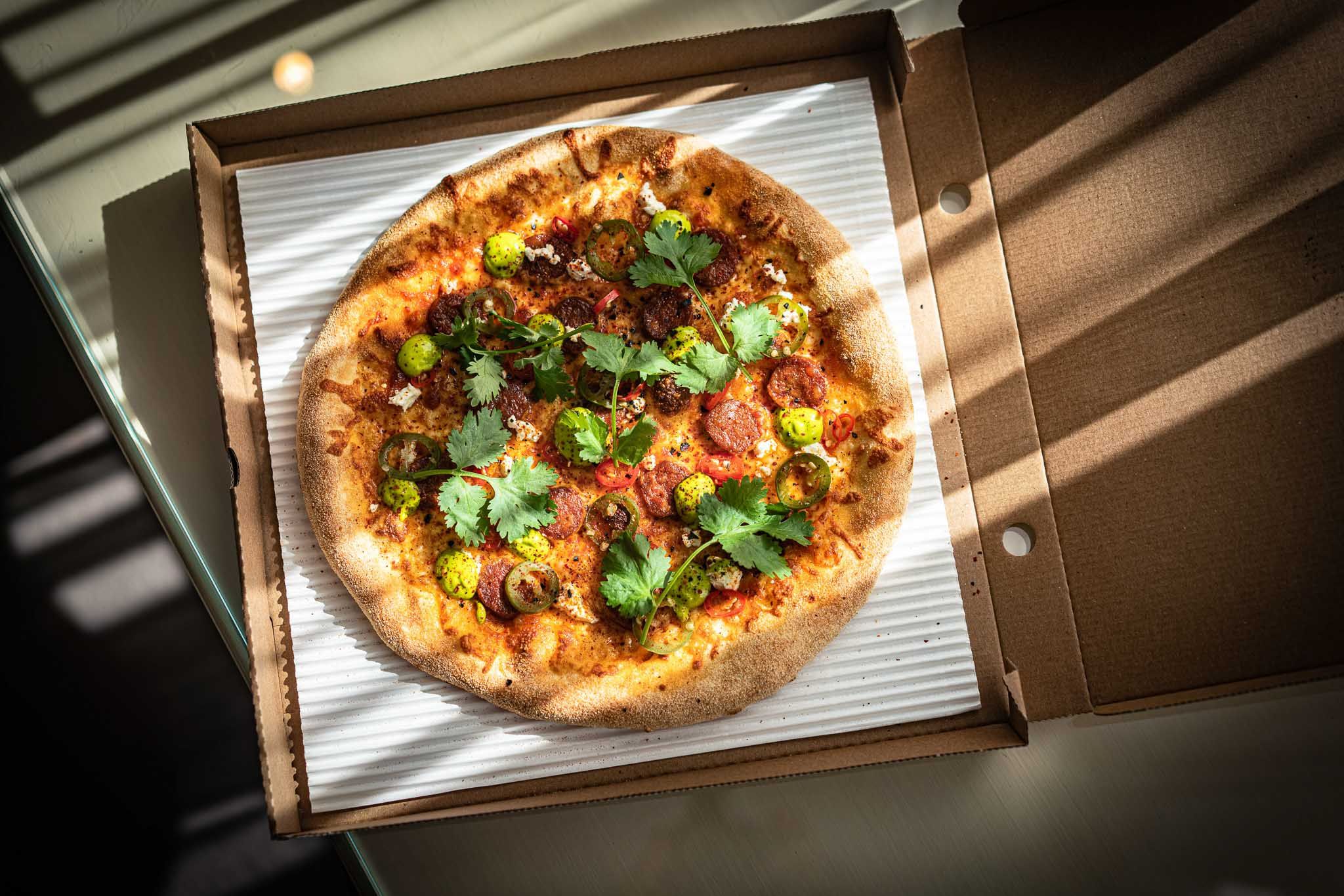 Pizza seen from above