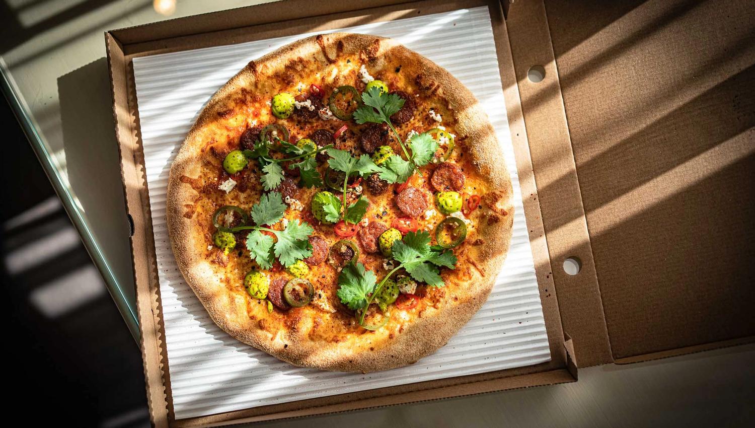 Pizza seen from above