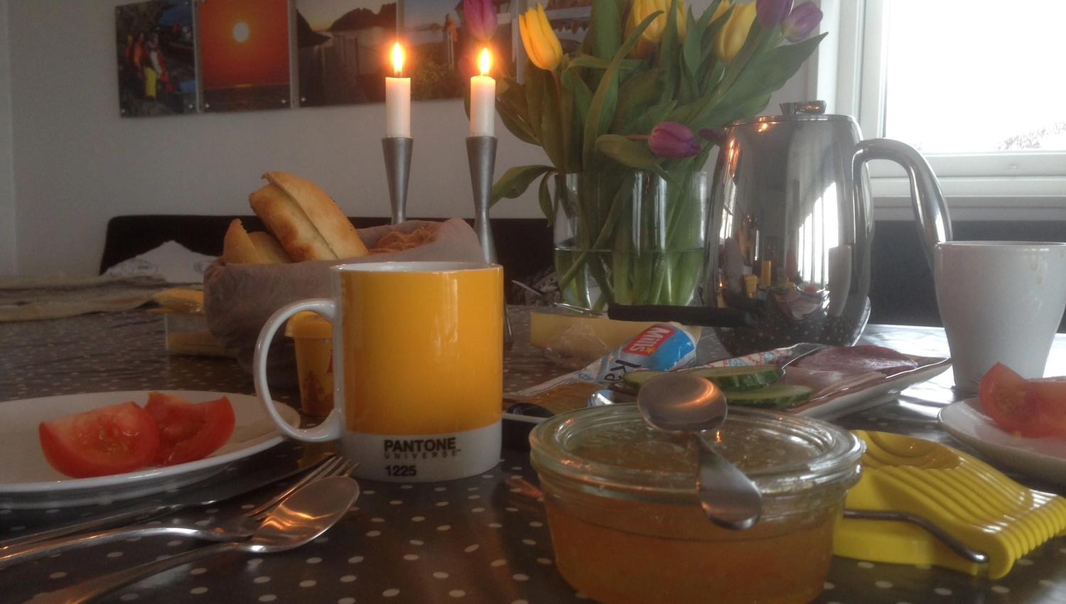 A cozy set table