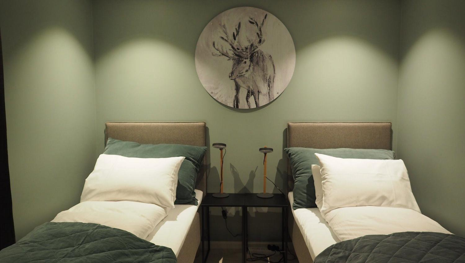 Two single beds in a room