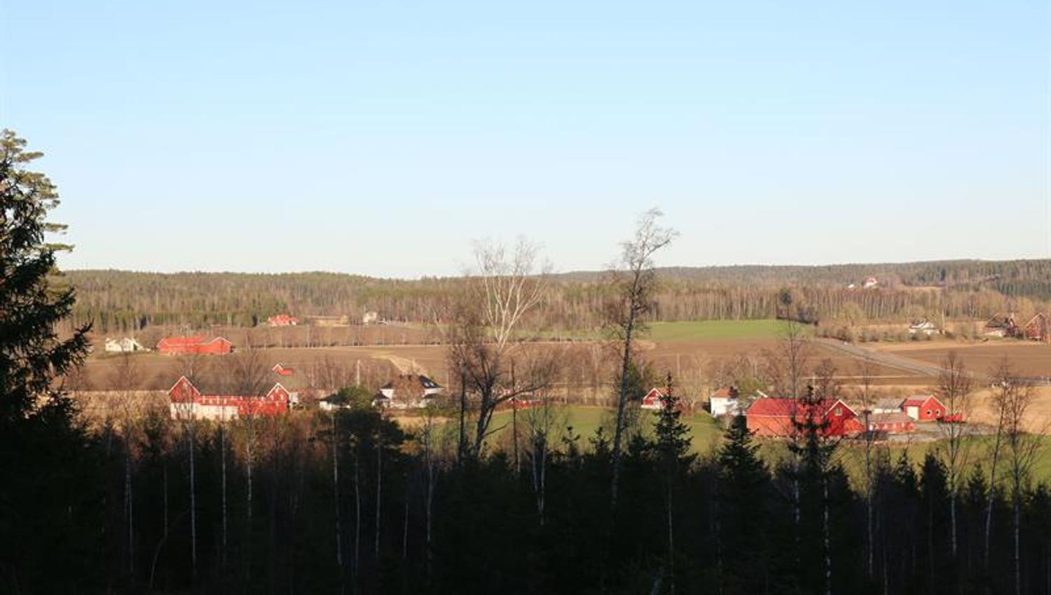 oversiktsbilde gårder og jordbrukslandskap