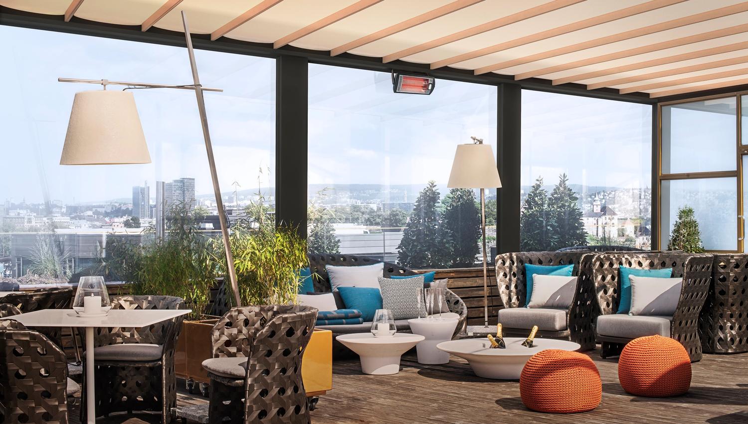 lounge area on the rooftop