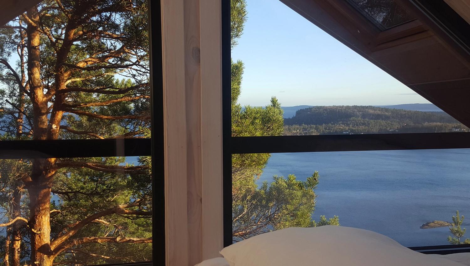 View over nature and the water from the window