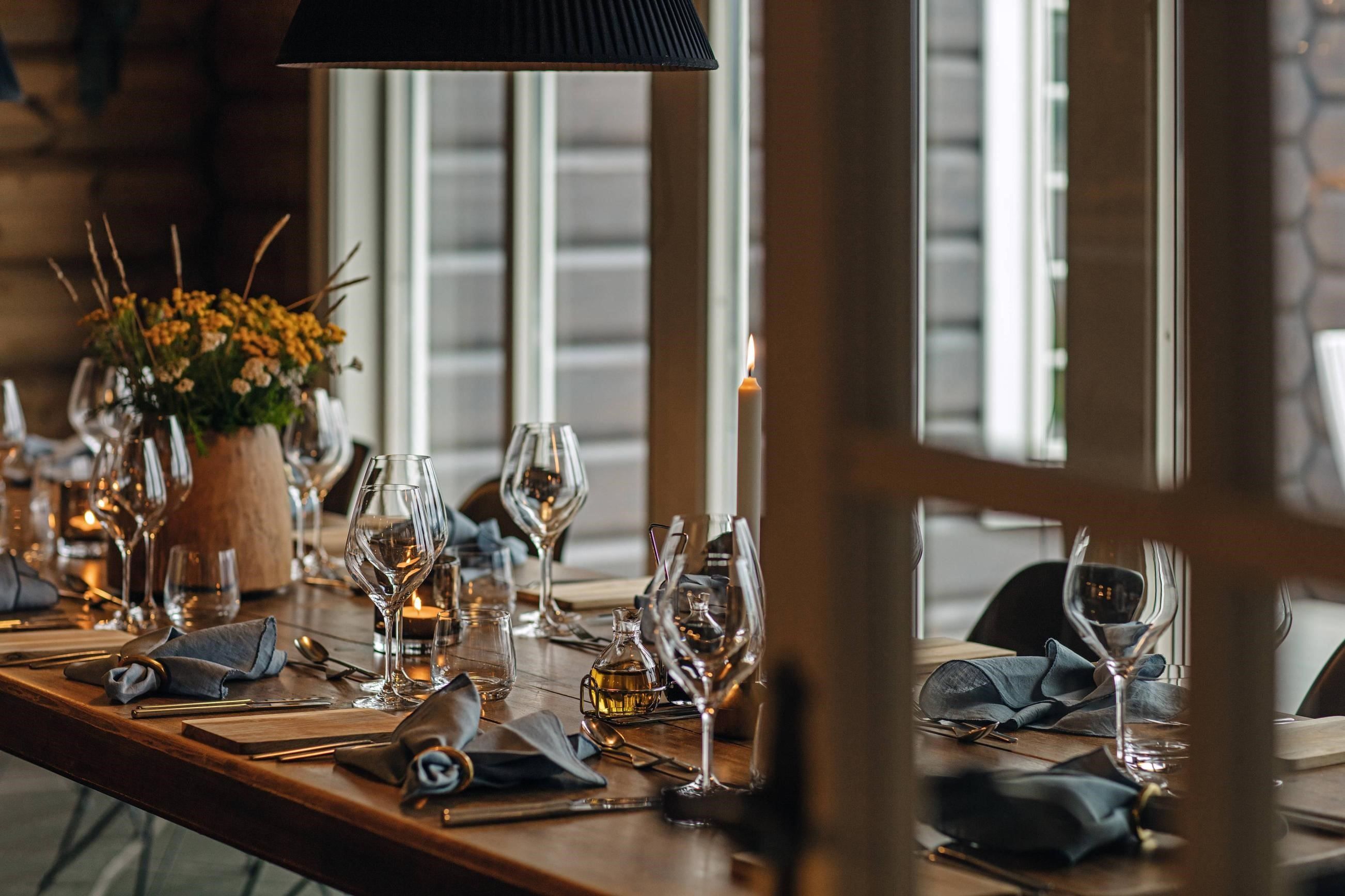 Wineglasses on a table